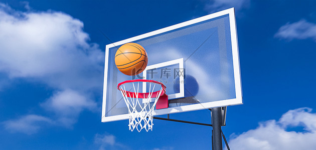 户外体育篮球运动蓝色C4D背景