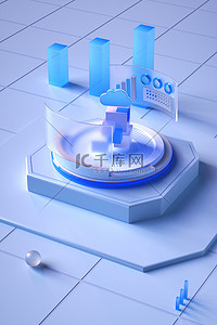 数据动效背景图片_C4D玻璃风科技蓝色背景