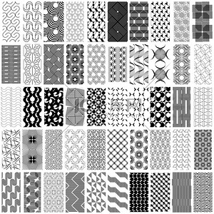 白色几何无缝模式背景图片_50 黑色和白色几何无缝模式集.
