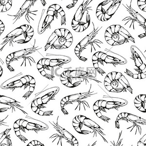 孤立在一张白纸的手画的虾模式