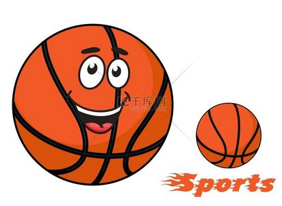 篮球带着幸福的笑脸和燃烧的运动文字带有拖尾的火焰用于运动设计