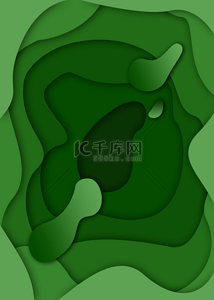 几何图案圆形背景图片_剪纸切割现代风格抽象绿色背景