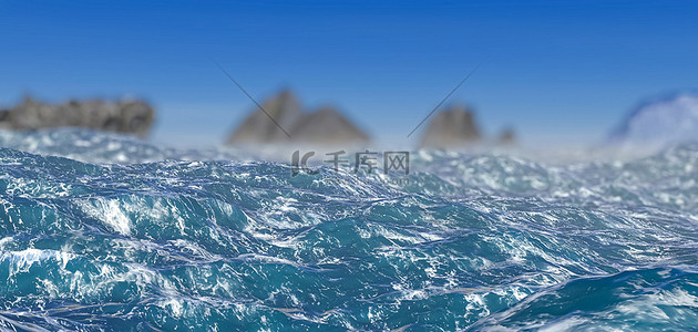 蓝色海洋海水流体C4D立体背景