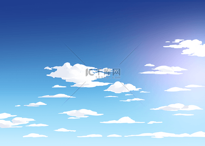 天气扁平矢量插画背景图片_天空云朵卡通背景
