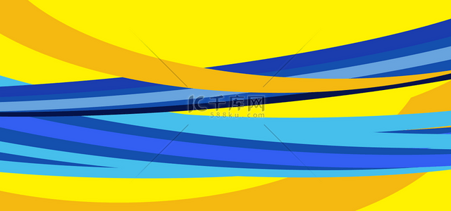模板贴图背景图片_曲线抽象蓝黄背景