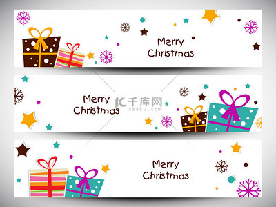 快乐圣诞背景图片_快乐圣诞网站标头或横幅设置。10 eps.