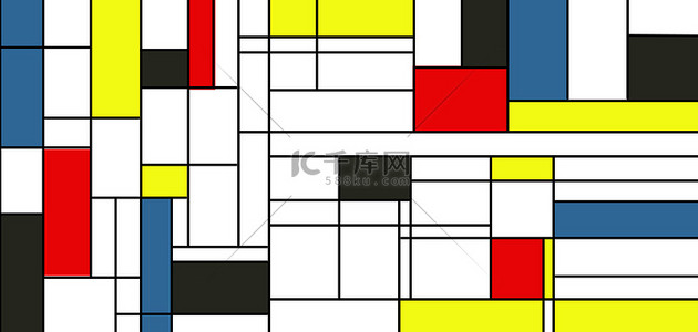 背景红黄背景图片_蒙德里安方块颜色简约背景
