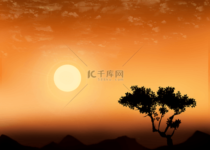 太阳png背景图片_日落抽象风格棕色背景