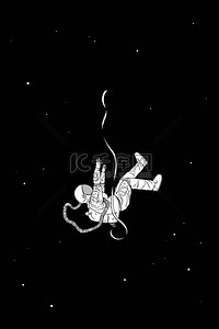孤独的宇航员。宇航员孤立的轮廓。在太空坠落的人
