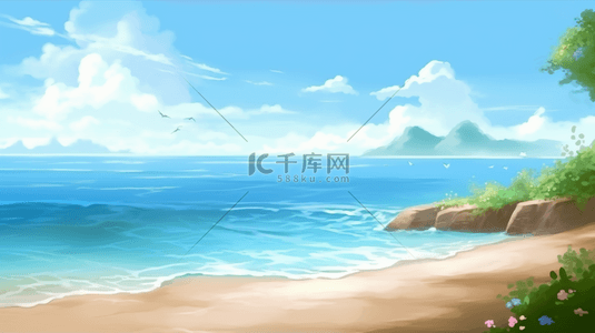 夏日清新背景图片_夏天大海清新海浪治愈背景