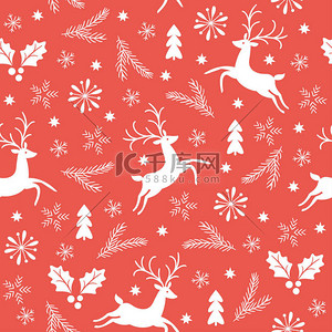 seamless Christmas pattern with deers 