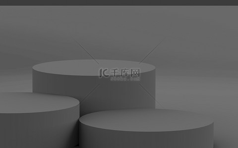 c4d背景灰色背景图片_3D灰色圆柱形讲台最小工作室背景。摘要三维几何形体图解绘制.商业产品的展示.