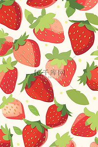 平铺扁平背景水果底纹纹理草莓