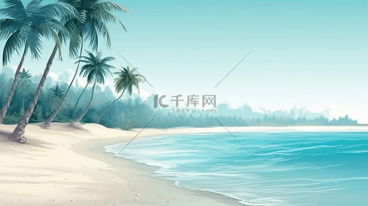 浪漫海岸背景图片_创意蓝色系沙滩背景