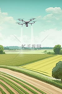 现代农业农田无人机飞行背景