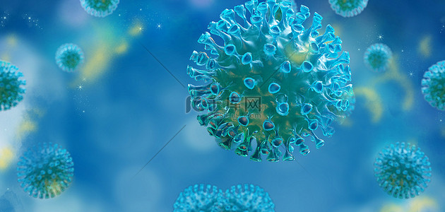 疫情病毒背景图片_疫情病毒蓝色简约疫情防控海报