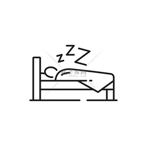 睡在床上的人，睡觉的时间孤立的轮廓图标。
