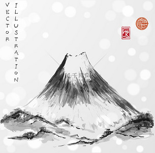 富士春居图背景图片_日本风格的富士山山