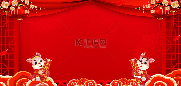 红色喜庆新年春节放假通知背景图片_兔年开门红红色喜庆开门红海报背景