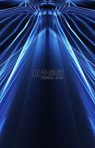 摘要未来的蓝色霓虹灯背景. 线条和光线。 抽象光。 中间是空的舞台照明元件。 夜景.