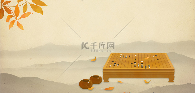 棋牌室指示牌背景图片_中国风围棋棋牌对决高清背景