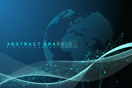 大数据可视化。图形抽象的背景通信。透视背景。最小数组。数字数据可视化。代表着全球性的国际意义。矢量插图.