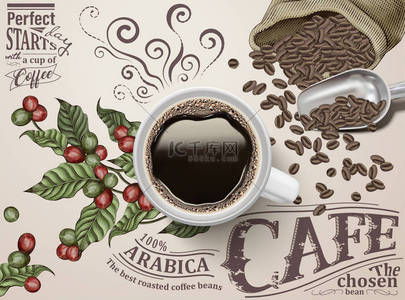 coffee背景图片_黑咖啡广告