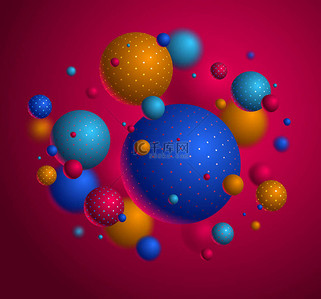 3d写实背景图片_真实写实的点球矢量图解，带有圆点和深度的漂亮球体的抽象背景，三维球体设计概念艺术.