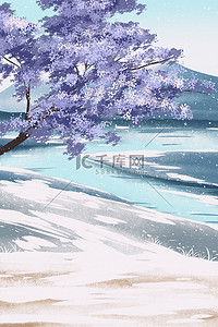 大雪雪人背景图片_冬季背景雪地树木
