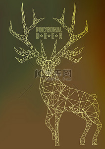 冬的野生动物背景图片_抽象的多边形鹿