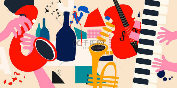 music背景图片_Artistic background for music show, jazz music festival 