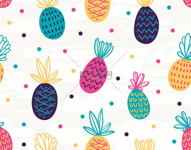 水果底纹白色背景图片_无缝菠萝模式 