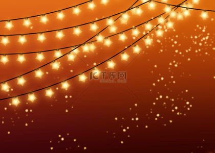 圣诞橙色背景图片_圣诞节灯串背景橙色
