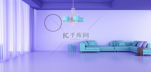 c4d紫色背景图片_室内c4d紫色室内家具