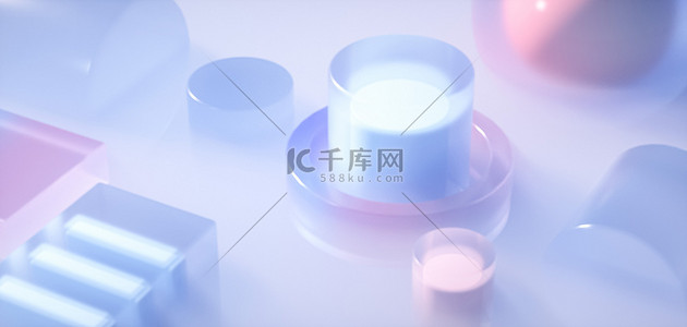 渐变玻璃立体几何彩色C4D背景