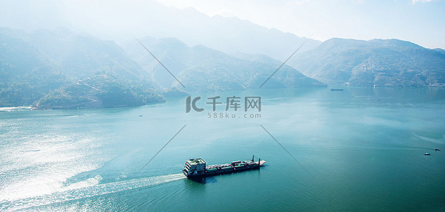 长江三峡地区背景图片_蓝色中国长江三侠高清背景