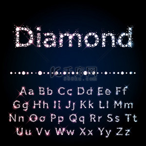 泰迪背景图片_闪亮的钻石字体设置 A 到 Z，大写和小写