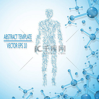 医学研究背景图片_抽象的分子基础人力图概念，矢量图