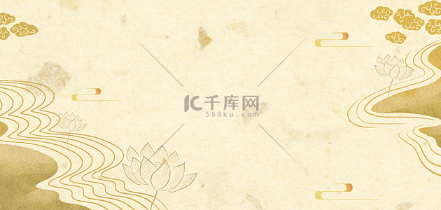 中式金色背景图片_中式底纹山水花卉