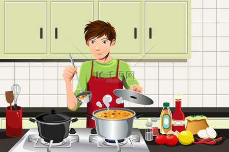 烹饪方式背景图片_做饭的男人