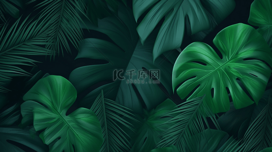 热带植物热带背景图片_绿色热带植物叶子背景