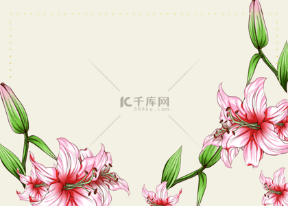 红色花卉植物背景图片_水彩百合花卉植物背景