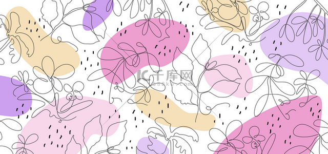 花卉无缝线稿艺术花纹彩色创意背景