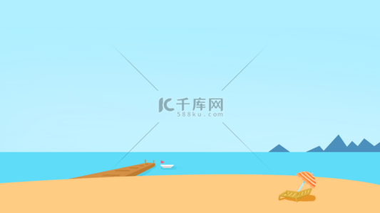 蓝色天空背景海报背景图片_极简风格海边度假电脑壁纸背景