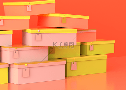 鞋盒造型抽象立体三维空间背景展示