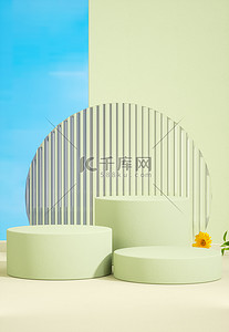 c4d电商展台背景图片_小清新简约绿色简约c4d背景