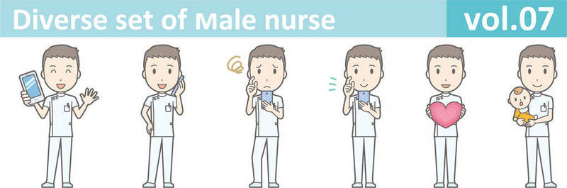 药剂师卡通背景图片_不同组的男护士，Eps10 矢量格式 vol.07