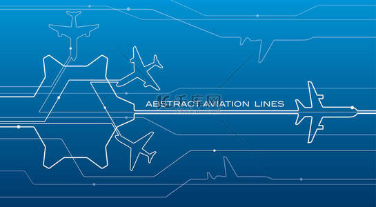 白色的抽象机场线路组成、 运输背景、 矢量设计航空壁纸
