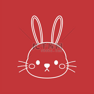 中国新年快乐贺卡2023与可爱的兔子图案。动物假日卡通人物。兔子图标向量.