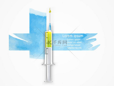 疫苗背景图片_用针头和液体隔离的半透明注射器。一次性注射器中的绿松石血清疫苗。具有彩色药物的逼真的载体注射器。概念医学, 注射, 疫苗接种